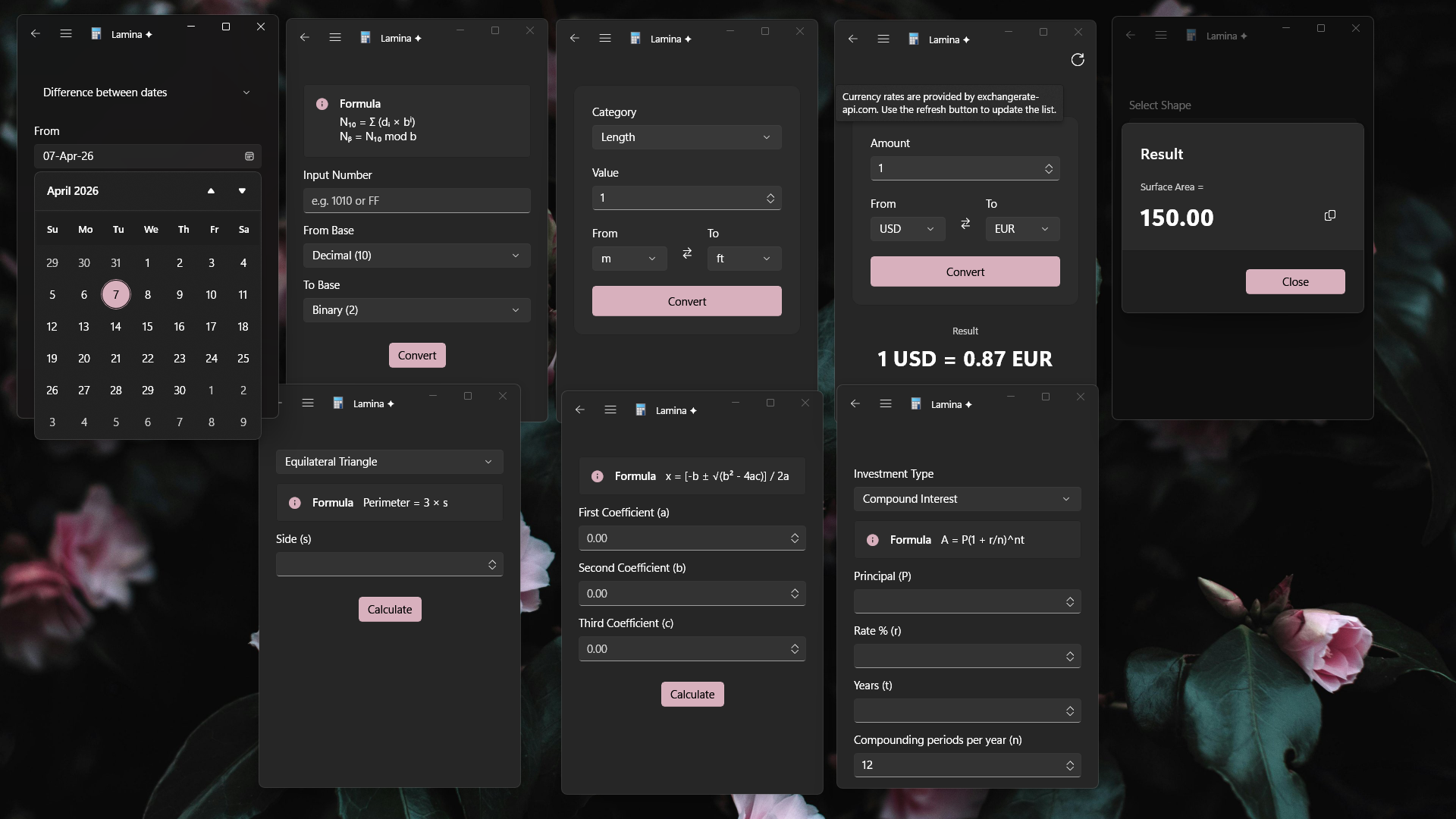 Lamina Calculation Options
